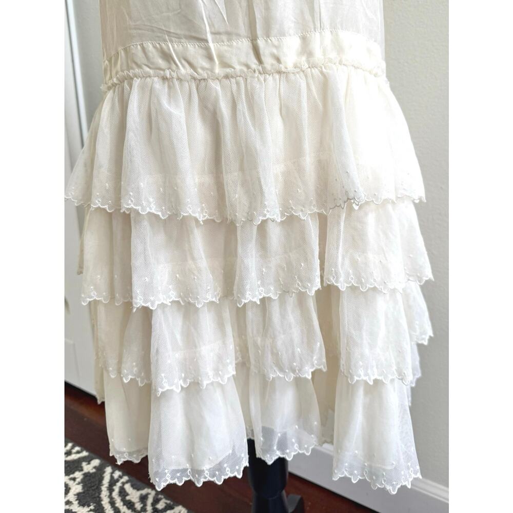 LoveShackFancy NWT Myrna Large Slip Mini Dress Ivory Silk Ruffle Lace $495 - Picture 8 of 16